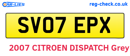 SV07EPX are the vehicle registration plates.