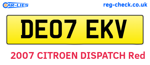 DE07EKV are the vehicle registration plates.