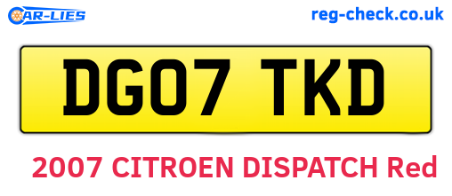 DG07TKD are the vehicle registration plates.