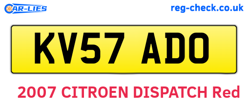 KV57ADO are the vehicle registration plates.