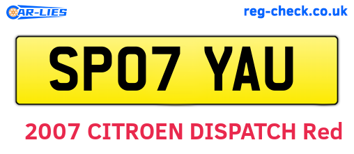 SP07YAU are the vehicle registration plates.