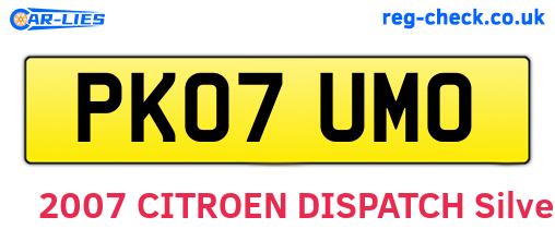 PK07UMO are the vehicle registration plates.