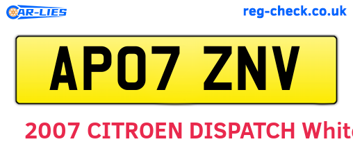 AP07ZNV are the vehicle registration plates.