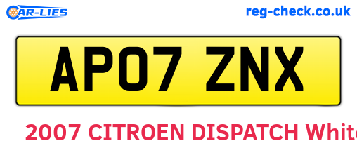 AP07ZNX are the vehicle registration plates.