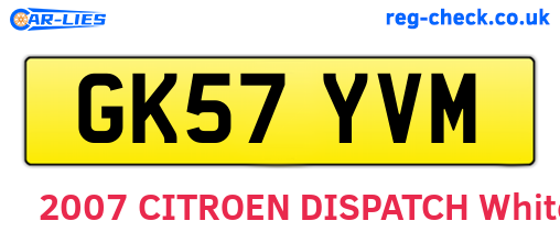 GK57YVM are the vehicle registration plates.