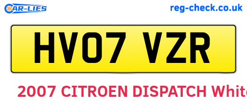 HV07VZR are the vehicle registration plates.