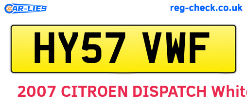 HY57VWF are the vehicle registration plates.
