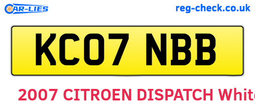 KC07NBB are the vehicle registration plates.