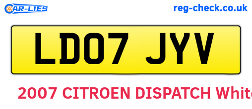 LD07JYV are the vehicle registration plates.