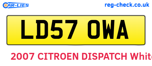 LD57OWA are the vehicle registration plates.