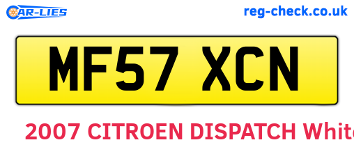 MF57XCN are the vehicle registration plates.