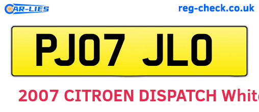 PJ07JLO are the vehicle registration plates.