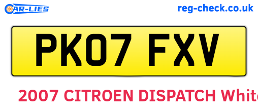 PK07FXV are the vehicle registration plates.