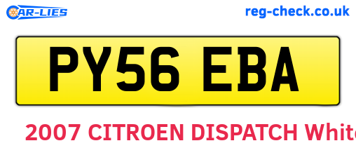 PY56EBA are the vehicle registration plates.