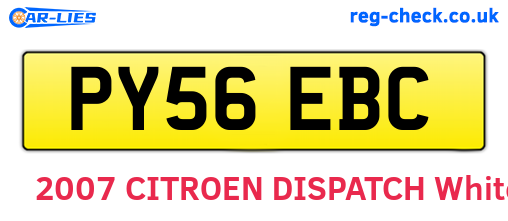 PY56EBC are the vehicle registration plates.