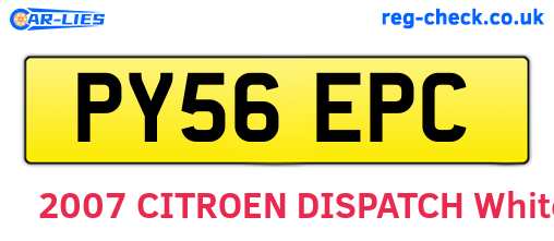 PY56EPC are the vehicle registration plates.