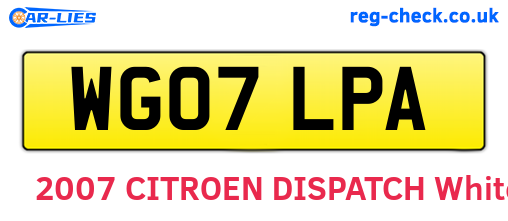 WG07LPA are the vehicle registration plates.