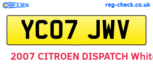 YC07JWV are the vehicle registration plates.