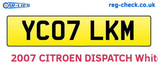 YC07LKM are the vehicle registration plates.