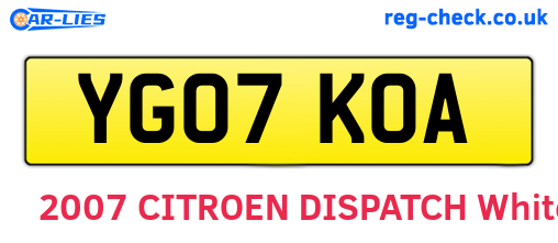 YG07KOA are the vehicle registration plates.