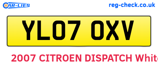 YL07OXV are the vehicle registration plates.
