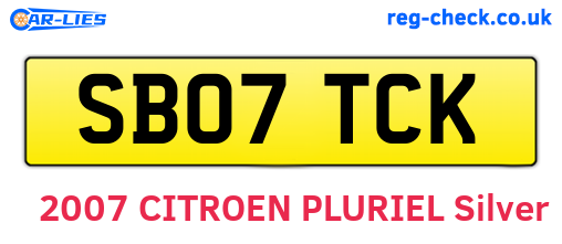 SB07TCK are the vehicle registration plates.