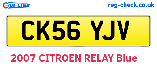 CK56YJV are the vehicle registration plates.