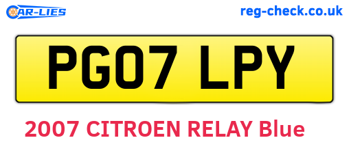 PG07LPY are the vehicle registration plates.