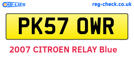 PK57OWR are the vehicle registration plates.