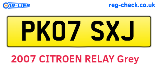 PK07SXJ are the vehicle registration plates.