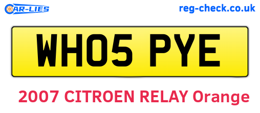 WH05PYE are the vehicle registration plates.