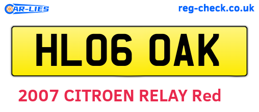 HL06OAK are the vehicle registration plates.