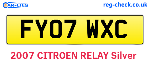 FY07WXC are the vehicle registration plates.