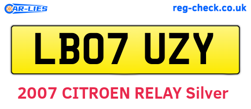 LB07UZY are the vehicle registration plates.