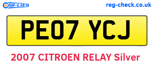PE07YCJ are the vehicle registration plates.