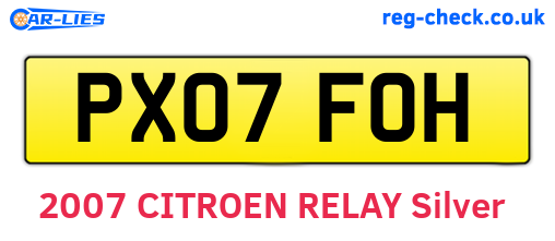PX07FOH are the vehicle registration plates.