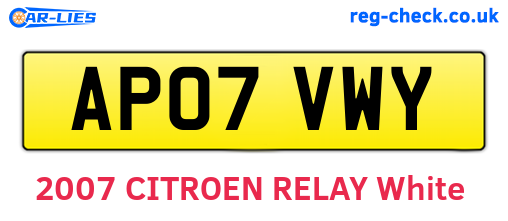AP07VWY are the vehicle registration plates.