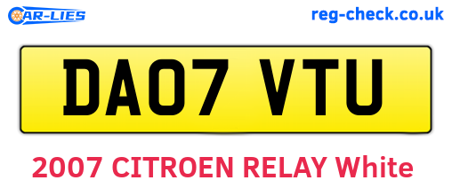 DA07VTU are the vehicle registration plates.