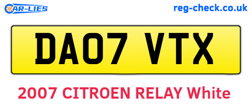 DA07VTX are the vehicle registration plates.