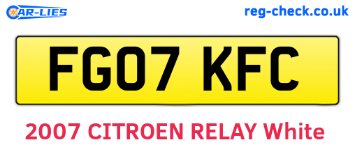FG07KFC are the vehicle registration plates.
