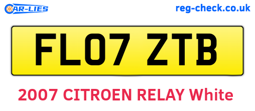 FL07ZTB are the vehicle registration plates.
