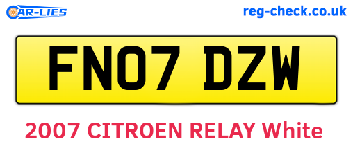 FN07DZW are the vehicle registration plates.