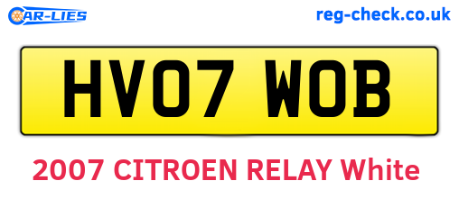HV07WOB are the vehicle registration plates.