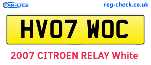 HV07WOC are the vehicle registration plates.