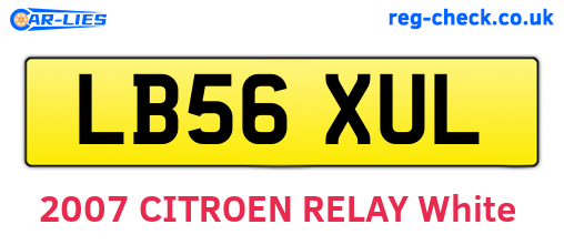 LB56XUL are the vehicle registration plates.
