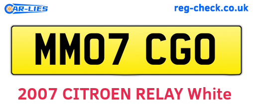 MM07CGO are the vehicle registration plates.