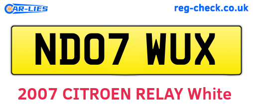 ND07WUX are the vehicle registration plates.