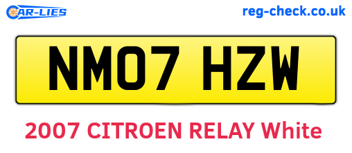 NM07HZW are the vehicle registration plates.