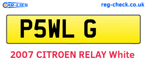 P5WLG are the vehicle registration plates.