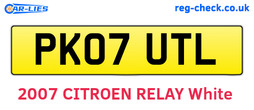 PK07UTL are the vehicle registration plates.
